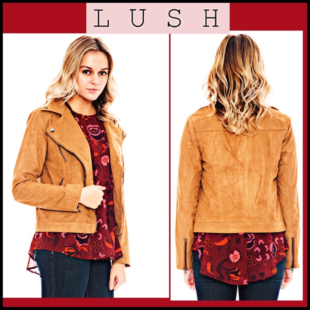 LUSH Camel Faux Suede Jacket Sz Small